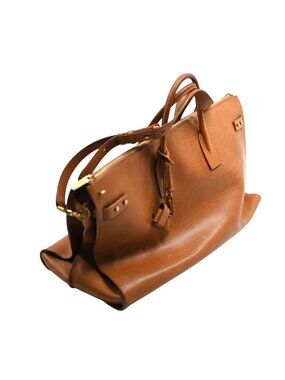 Saint Laurent Extra Large Travel Sac de Jour Leather Tote in Vintage Brown/Gold